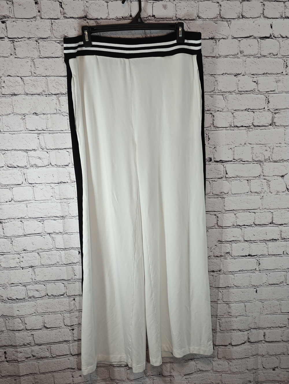 BB Dakota White Wide-Leg Athletic Stripe Pants Size L